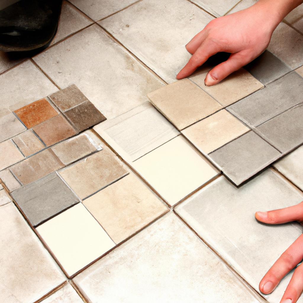 Person choosing tile flooring options